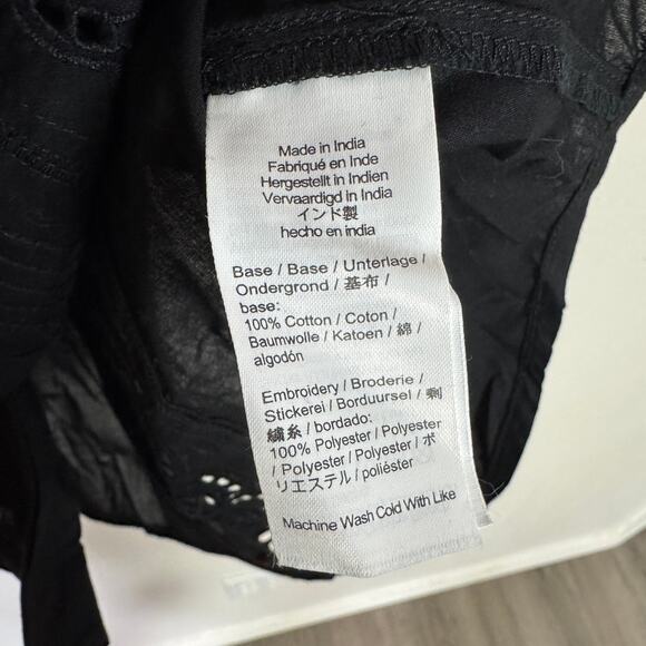 Madewell Lace-Inset Pintucked Button-Up Top Womens M Black Long Sleeve Eyelet - Picture 7 of 8